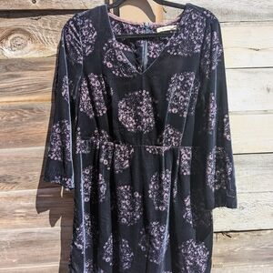 Casual Blue and Black Long Sleeve Sundress